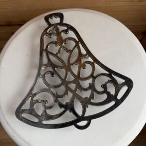 VTG International Silver Co Silver Plate Christmas Bell Wall Trivet Movie Prop